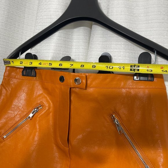 SHINESTAR Mini Skirt. Color orange. Faux Leather. Size L - Picture 5 of 11